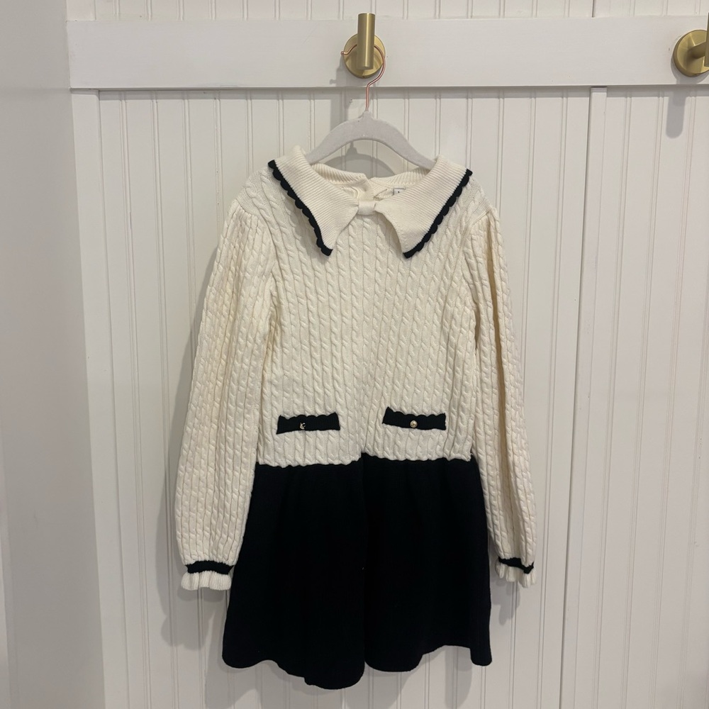 NWT Janie and Jack Cable Knit Colorblock Sweater Dress – Size 6